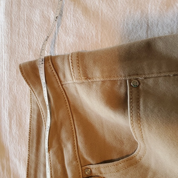 Risen Jeans Cargo Tan High Rise Wide Leg Sz 15 W32 Pants w Trendy Hem Hack - Picture 7 of 14